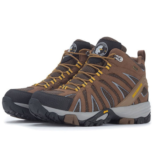 ROCKROOSTER Bedrock Brown 6" Waterproof Hiking Boots with VIBRAM® Outsole – Slip-Resistant, Anti-Fatigue, Microfiber Leather, Lightweight Men's Outdoor Boots