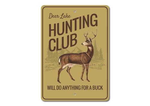 Hunting Club Personalized Aluminum Metal Sign – Custom Wall Decor for Man Cave, Game Room, Cabin & Garage – Made in the USA, Pre-Drilled for Easy Mounting