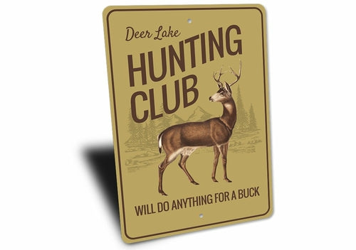 Hunting Club Personalized Aluminum Metal Sign – Custom Wall Decor for Man Cave, Game Room, Cabin & Garage – Made in the USA, Pre-Drilled for Easy Mounting