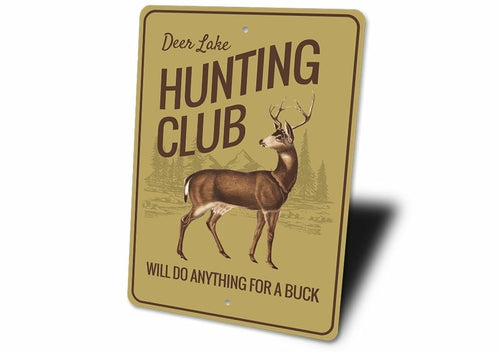 Hunting Club Personalized Aluminum Metal Sign – Custom Wall Decor for Man Cave, Game Room, Cabin & Garage – Made in the USA, Pre-Drilled for Easy Mounting