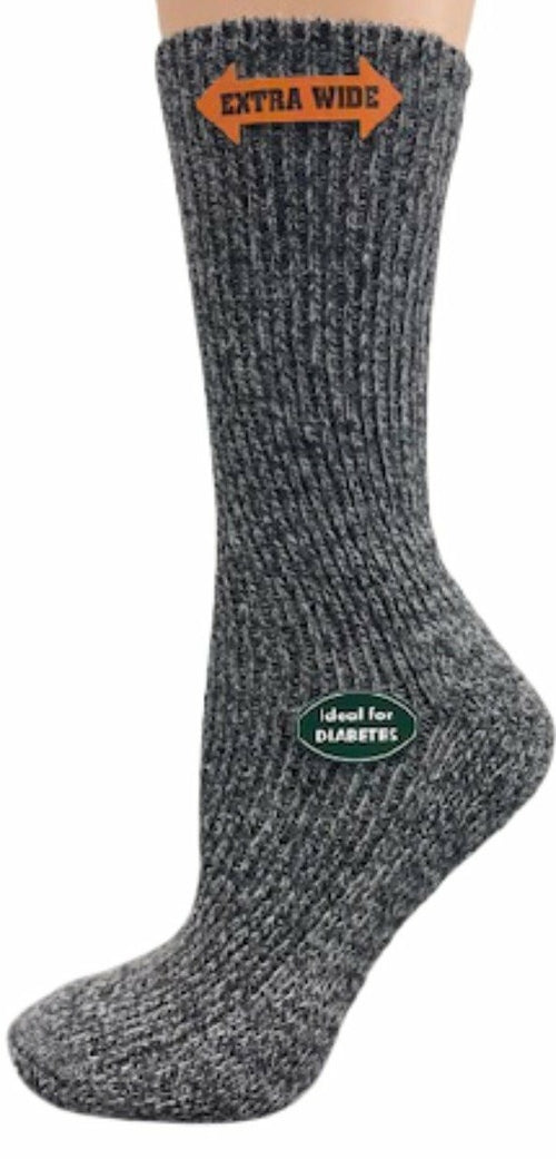 Sierra Regenerated Wool Hiking Socks – Extra Wide Calf, Diabetic-Friendly, Warm Winter Crew Socks for Women & Men – Hunting, Hiking & Outdoor Work