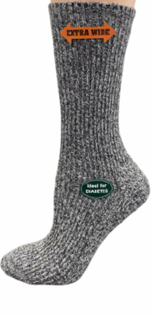 Sierra Regenerated Wool Hiking Socks – Extra Wide Calf, Diabetic-Friendly, Warm Winter Crew Socks for Women & Men – Hunting, Hiking & Outdoor Work