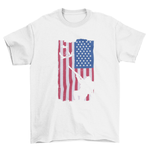 USA Hunting T-Shirt – American Flag Duck Hunting Silhouette Graphic Tee for Hunters & Outdoor Enthusiasts
