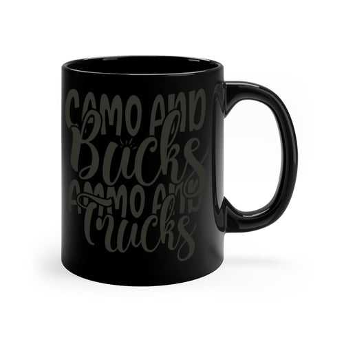 Camo Bucks Ammo & Trucks Hunting Coffee Mug – Two-Tone Ceramic Cup, 11oz or 15oz, 5 Color Options – Perfect Gift for Hunters