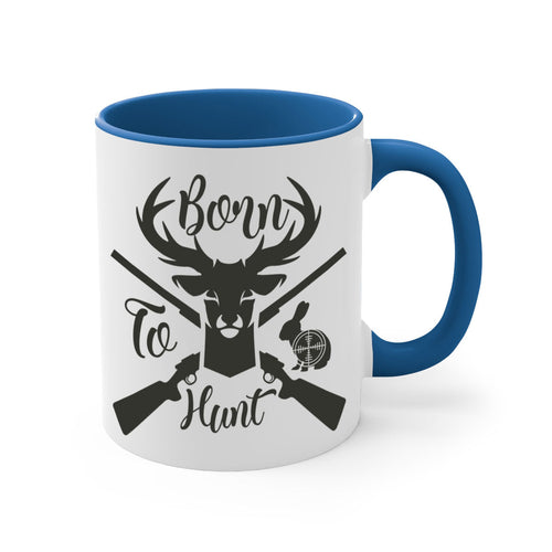 Born to Hunt Coffee Mug – Two-Tone Ceramic Hunting Cup, 11oz or 15oz, 5 Color Options – Perfect Gift for Hunters & Outdoorsmen