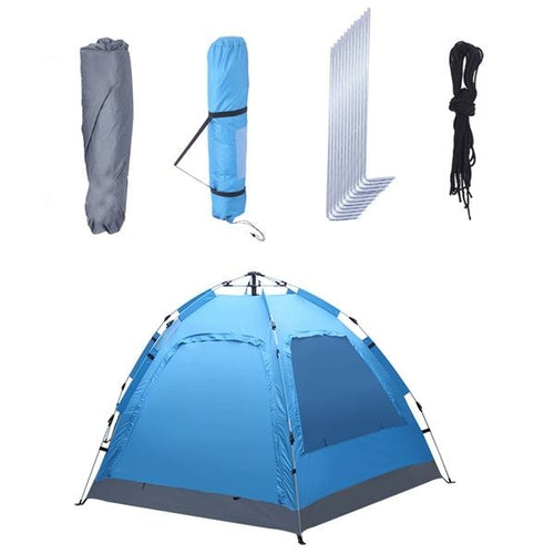 Automatic Instant Pop-Up Family Camping Tent – Waterproof 180T Silver Coating, Double Door & Windows, Spider Foot Structure for Camping, Hiking & Travel