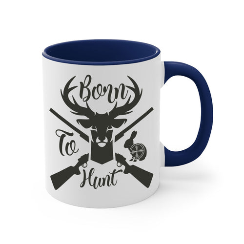 Born to Hunt Coffee Mug – Two-Tone Ceramic Hunting Cup, 11oz or 15oz, 5 Color Options – Perfect Gift for Hunters & Outdoorsmen