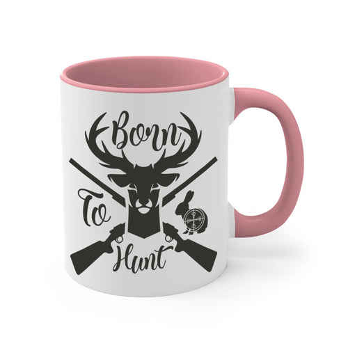 Born to Hunt Coffee Mug – Two-Tone Ceramic Hunting Cup, 11oz or 15oz, 5 Color Options – Perfect Gift for Hunters & Outdoorsmen