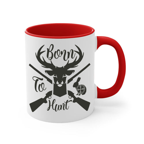Born to Hunt Coffee Mug – Two-Tone Ceramic Hunting Cup, 11oz or 15oz, 5 Color Options – Perfect Gift for Hunters & Outdoorsmen