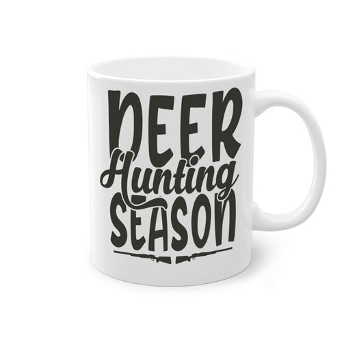 Deer Hunting Season Coffee Mug – Two-Tone Ceramic Hunting Cup, 11oz or 15oz, 5 Color Options – Perfect Gift for Deer Hunters